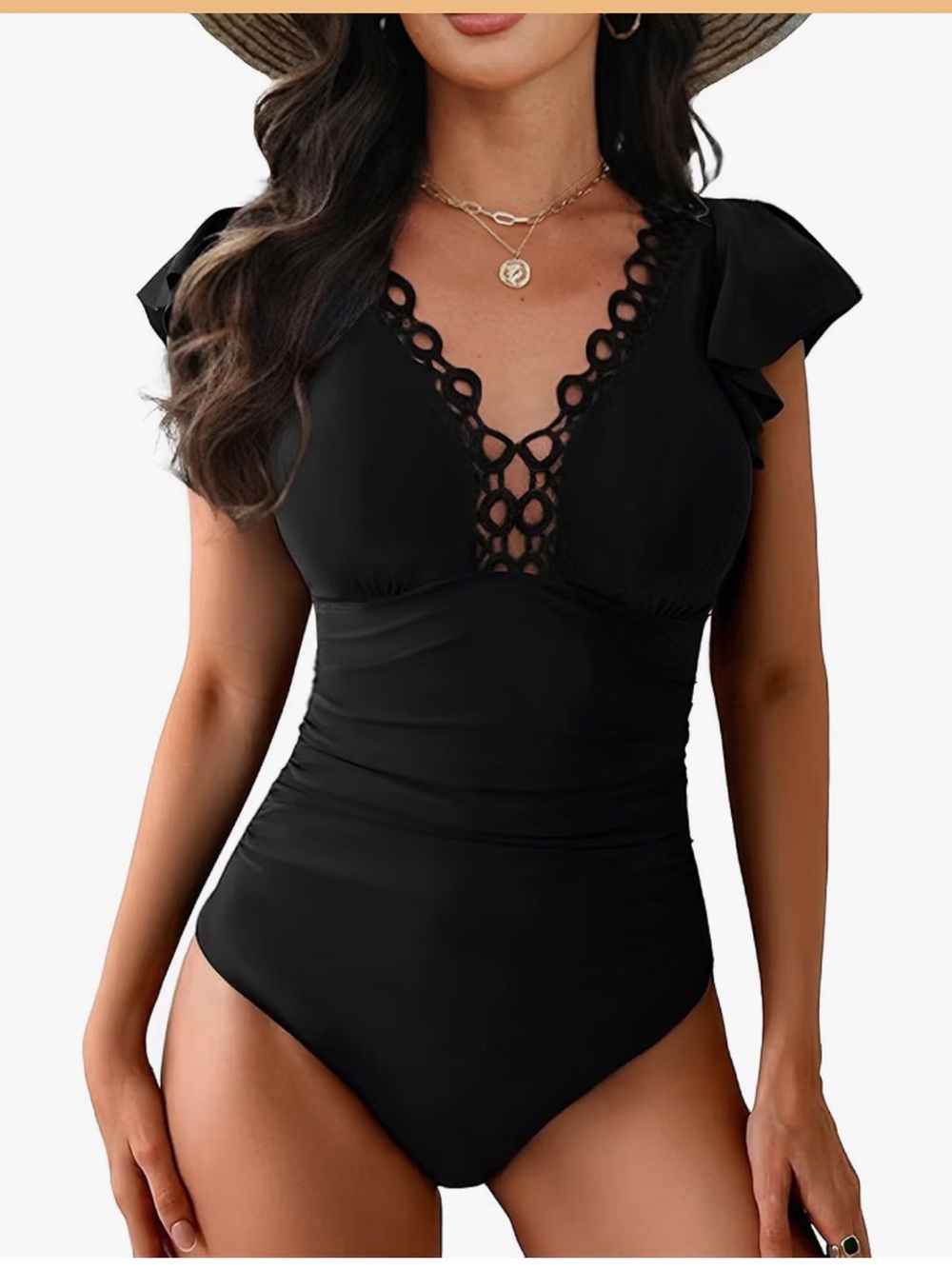 Cicibird  Lace-Trim V-Neck Swimsuit
